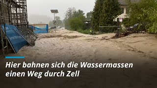 Hier bahnen sich die Wassermassen einen Weg durch Zell