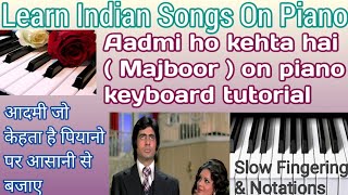 Aadmi Jo Kehta Hai | Piano Tutorial | Majboor | Slow Fingering | Notations | Keyboards Tutorial |