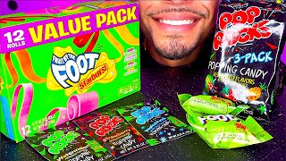 ASMR STARBURST POP ROCKS POPPING CANDY FRUIT BY THE FOOT EATING MOUTH SOUNDS NO TALKING MUKBANG