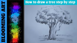 How To Draw A Tree Step By Step || Tree Drawing In Pencil Sketch || Tree Drawing For kids ||
