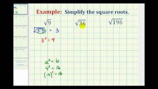 Ex: Simplifying Square Roots (perfect square)