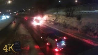 Montreal: Camion en feu sur l'A25 / Truck on fire near Lafontaine Tunnel 1-18-2018