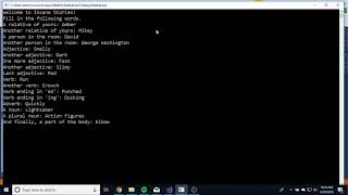 Computer Programming - Work Examples - Mad Libs