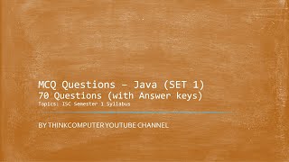MCQ Questions – Java (SET 1) | ISC Class 12 | ThinkComputer