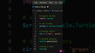 Draw a Star using Python 🔥 | Python 🐢 Turtle #python #star #coding #shorts