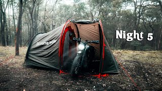 Nature ASMR | Solo Camping in Misty Forest from my Motorcycle | Silent Vlog