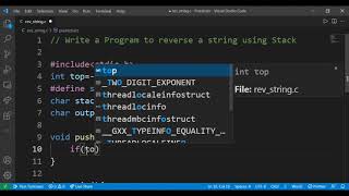 DSA 2-A : Reverse a string using Stack in C Programming