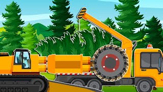 Tree Saw Excavator, Tree Transport Crane - Vegetable Garden Renovation | Construction Vehicles