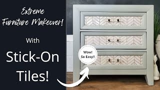 Peel and Stick Tile on Furniture | Adding details to Drawer Fronts!