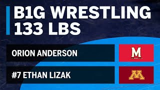 133 LBS: Orion Anderson (Maryland) vs. #7 Ethan Lizak (Minnesota) | Big Ten Wrestling