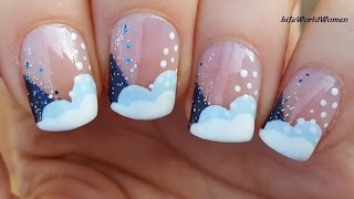 CHRISTMAS FRENCH MANICURE Nail Art With Snowy Winter Tips