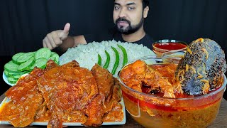 HUGE SPICY BIG FISH CURRY, BIG FISH HEAD, POMFRET CURRY, RICE, MUKBANG ASMR EATING SHOW | BIG BITES