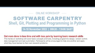 SOFTWARE CARPENTRY: Shell, Git, Plotting and Programming in Python November 2022 Day 2