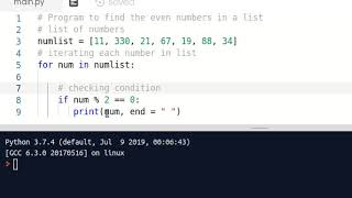 Learn Python Programming 18 - LIST - Print the even numbers in a list