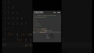 Python program to print number pattern using nested loop#ytshorts #pythontutorialforbeginners