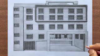 How to Draw a School in 1-Point Perspective