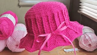 Crochet Rippled Brim Sun Hat for 1 year old Part 1