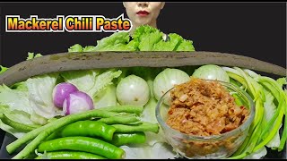 ASMR Nam Prik Pla Thu and #mukbang #น้ำพริกปลาทู #asmr #asmrsounds #food #Mackerel Chili Paste #เพกา