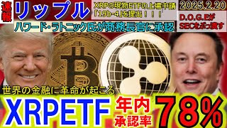 リップル（XRP)ETFが78％で年内承認！トランプ\u0026イーロンタッグでSECをぶっ壊す！アメリカの仮想通貨規制緩和が止まらない！お熱い時間がやってきた！