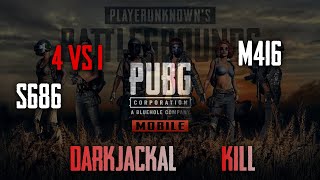 #1【PUBGモバイル】S686ダブルバレルとM416 ＆ 4 VS 1で奇跡の生還【キル集】【SQUAD】