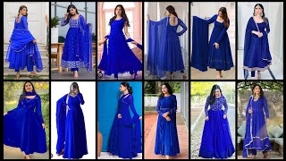 Georgette Frock Design For Girls/Blue Colour Long Frock And Mexi Dress/Blue Colour Long Gown Design