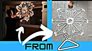 GIANT HANGER ❄SNOWFLAKE or ⭐STAR with lights  from HANGERS - DIY - how to make