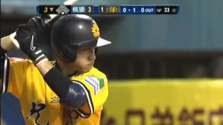 20130827 CPBL Lamigo桃猿VS兄弟象 三局下 首棒蔡明覺安打上壘