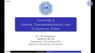 Exercise 2 (Linear Transformation) Dr. LIN Mongkolsery