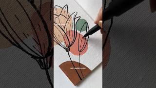 DAY 2/10 of Daily Boho Art ✨ Acrylic Painting | Easy Canvas Drawing #floralart #asmr #satisfyingart
