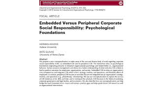 Reimagining Corporate Social Responsibility (CSR): Embedded vs. Peripheral