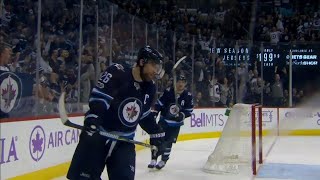 Wheeler opts for no celebration after getting lucky for Jets' seventh goal