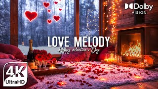 Cozy Valentine's Day 💖 Romantic Piano | Warm Fireplace, Love Ambience \u0026 Relaxing Cafe Vibes 4K Video