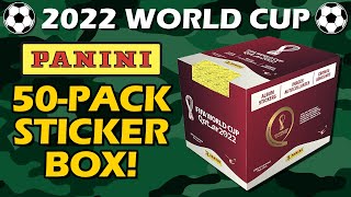 50-Pack Sticker Box! 2022 FIFA World Cup Panini sticker box collection