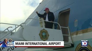 Trump arrives at Doral, calls Zelenskyy a 'dictator'