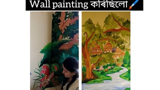 ঘৰৰ গোসাঁই ঘৰত Wall painting কৰিছিলো 🙏  #wallpainting #wallpaintingideas #artist #artists