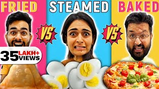 😱 Eating only FRIED, STEAMED OR BAKED Food 😱 60 Min Food Challenge