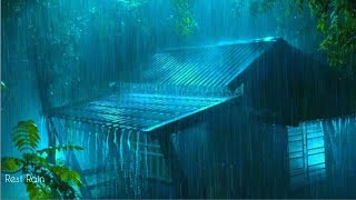 Sleeping Soundly with Heavy Rain \u0026 Thunder Roaring Above the Corrugated Iron Roof in the Night Mist