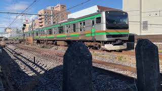 E231系1000番台＋E233系3000番台 本村踏切通過