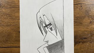 How to draw itachi uchiha step-by-step