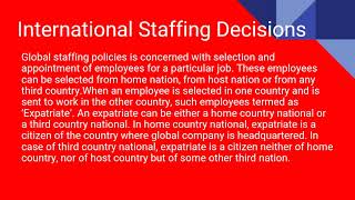 International Staffing Decisions