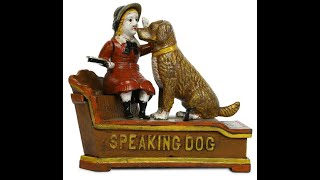 Speaking Dog Cast Iron Mechanical Money Bank | Antique / Vintage Style  Piggy bank