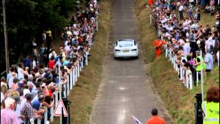 Tesla Model S Accelerates up Test Hill at Brooklands, Weybridge, Surrey