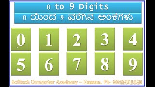 Digits 0 to 9 in English and Kannada(0 ಯಿಂದ 9 ರವರೆಗಿನ ಅಂಕಿಗಳು) #SOFTECH_HASSAN