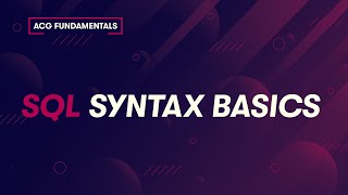 SQL Syntax Basics