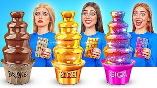 ريتش مقابل بروك مقابل تحدي غيغا للأغذية الغنية | معركة الغذاء Jelly DO Challenge