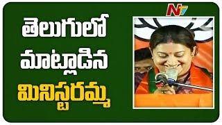 Smriti Irani Telugu Speech At BJP Public Meeting In Amberpet | NTV