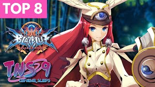 TNS 9 BBCF Top 8 (Terumi Rachel Tsubaki Hazama Susanoo Hakumen Kagura) Offline Blazblue Tournament