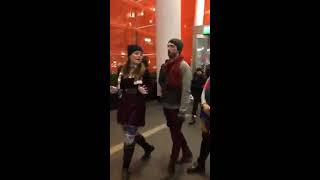 Songful Artists at the Prudential in Boston sing Carol the Bells on an escalator!