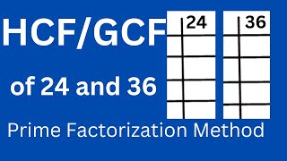 GCF/HCF of 24 and 36 l Prime Factorization Method
