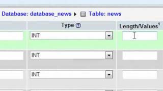 2a Creating a table in phpmyadmin